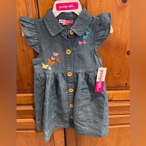 Penelope Mack Denim Dress with Colorful Butterfly Accents